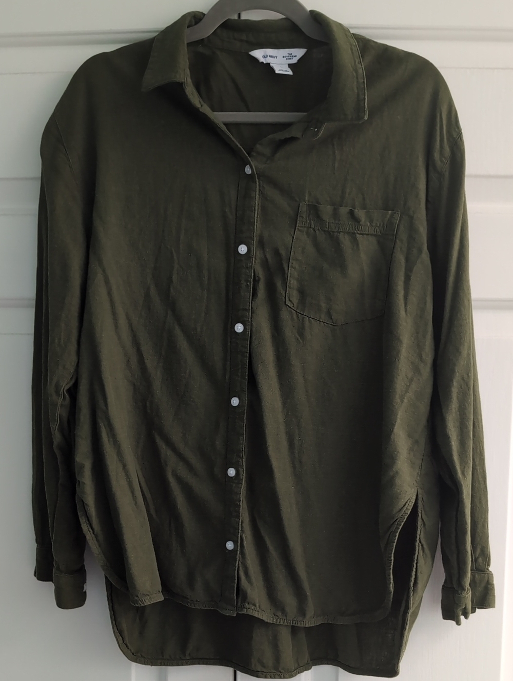 Old Navy Olive Green Lightweight Women’s Button Down Shirt Hhfx